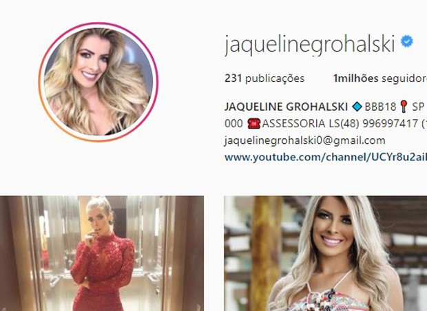 Ex-BBB Jaqueline atinge um milhão de seguidores no Instagram (Foto: Reprodução/Instagram)