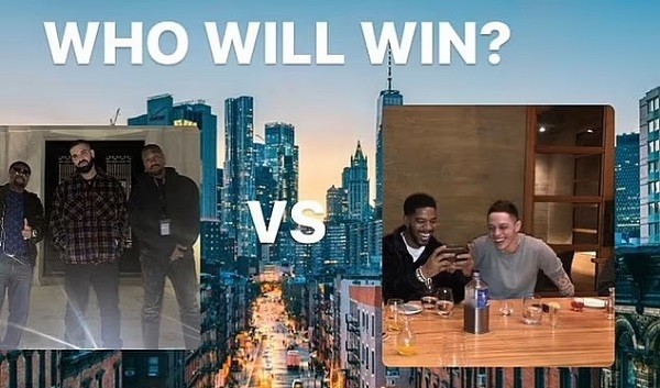 Montagem criada por Kanye West coloca o rapper e Drake em uma luta contra Pete Davidson e Kid Cuti (Foto: Instagram)