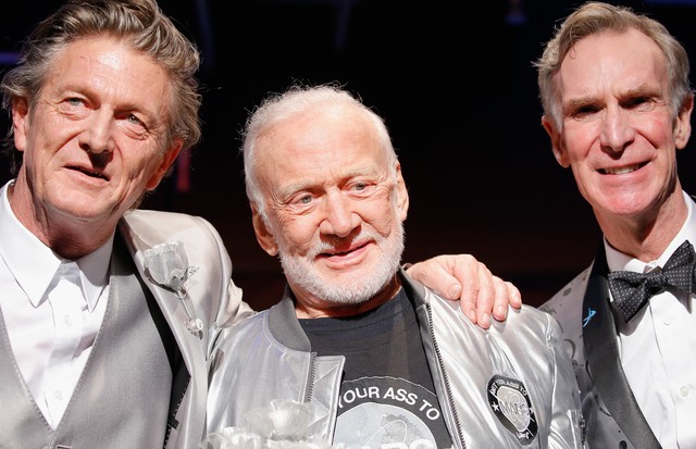 Nick Graham, Buzz Aldrin e Bill Nye (Foto: Getty Images)