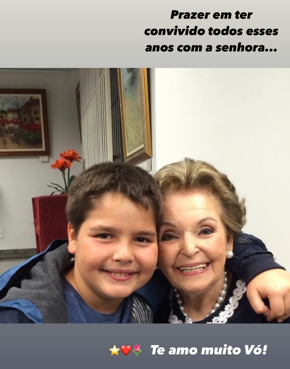João Guilherme, um dos filhos de Faustão, faz homenagem para a avó — Foto: Reprodução/Instagram