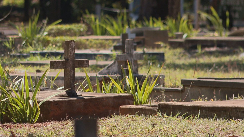 Túmulos em cemitério no DF, em imagem de arquivo — Foto: TV Globo/Reprodução