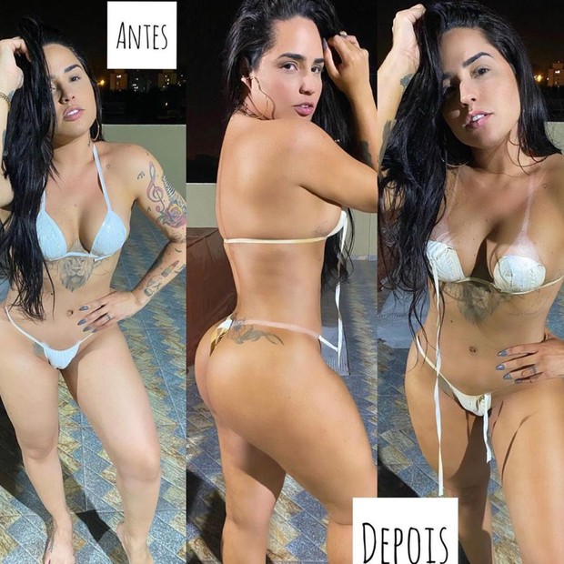 Perlla mostra antes e depois de brozeamento (Foto: Reprodução/Instagram)