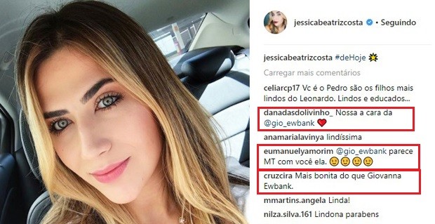 Fãs falam de semelhança entre Jéssica Costa e Giovanna Ewbank (Foto: Reprodução/Instagram)