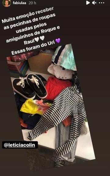 Fabiula compartilhou uma publicação agradecendo a amiga Letícia Colin pelas roupas doadas (Foto: Reprodução/Instagram)