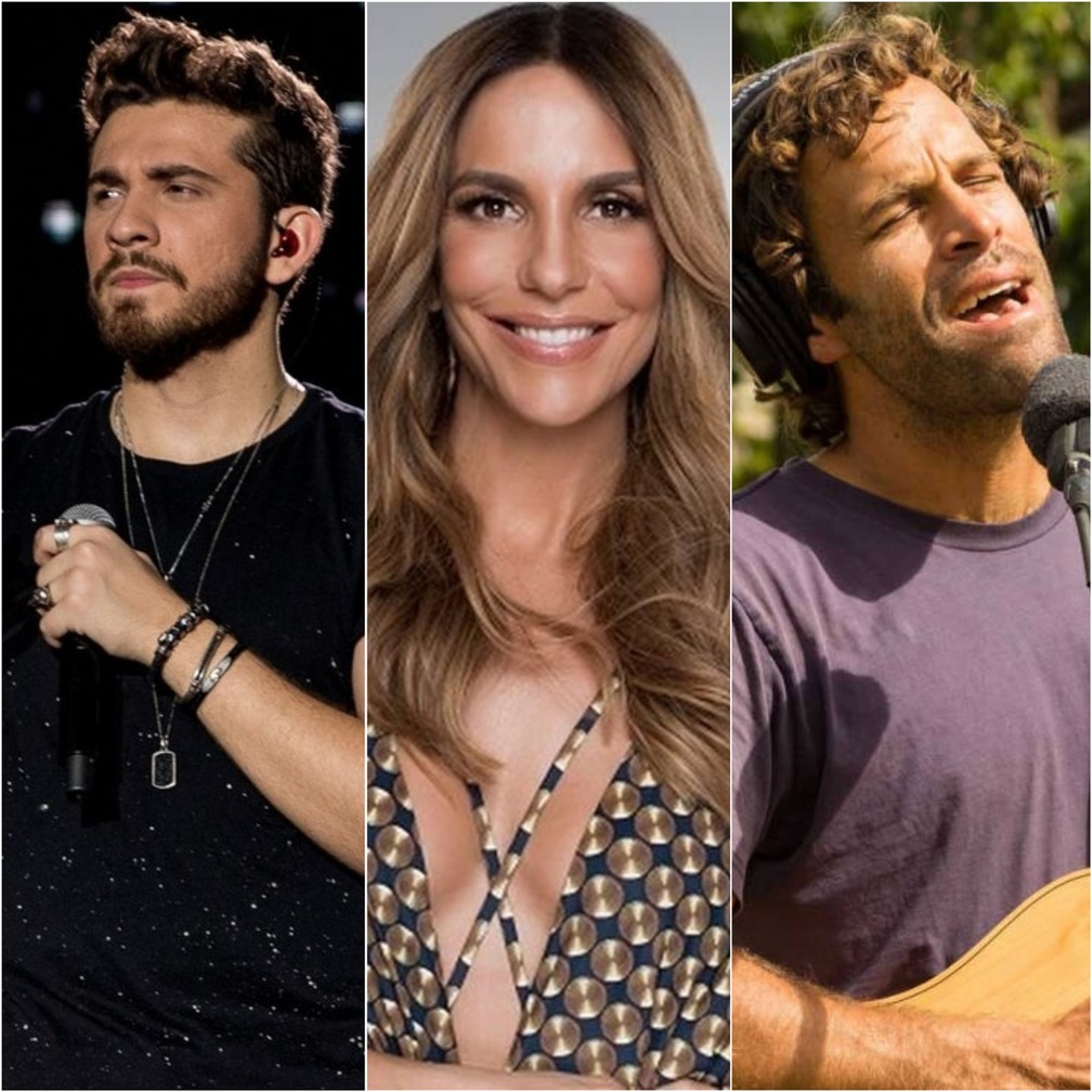 Gustavo Mioto, Ivete Sangalo e Jack Johnson fazem lives neste sábado (25) — Foto: Divulgação