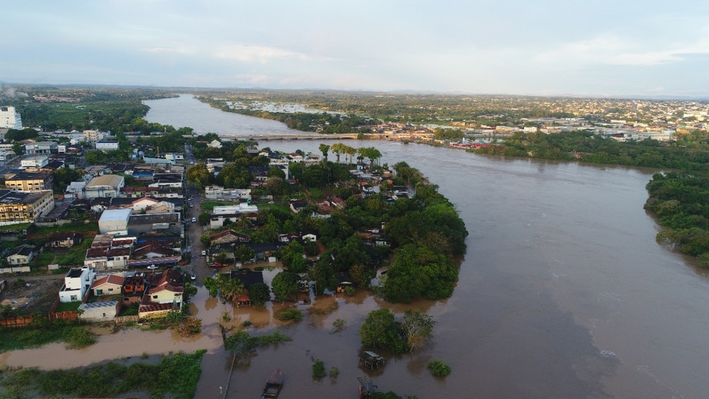 Nível do Rio Machado preocupa moradores de Ji-Paraná desde a última semana  — Foto: Júnior Caju/Arquivo pessoal 