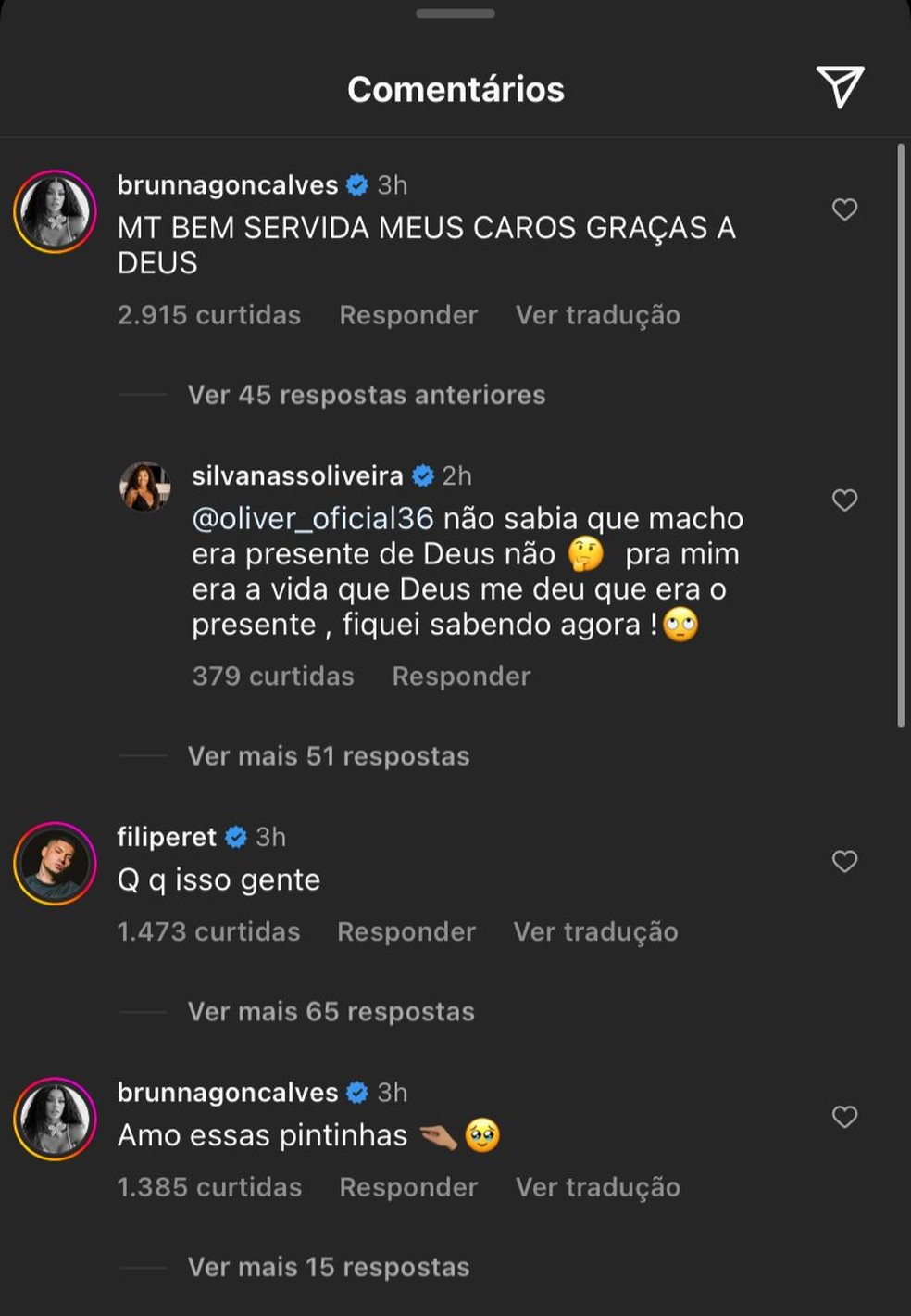 Brunna Gon&ccedil;alves reage a foto de Ludmilla de calcinha &mdash; Foto: Reprodu&ccedil;&atilde;o/Instagram