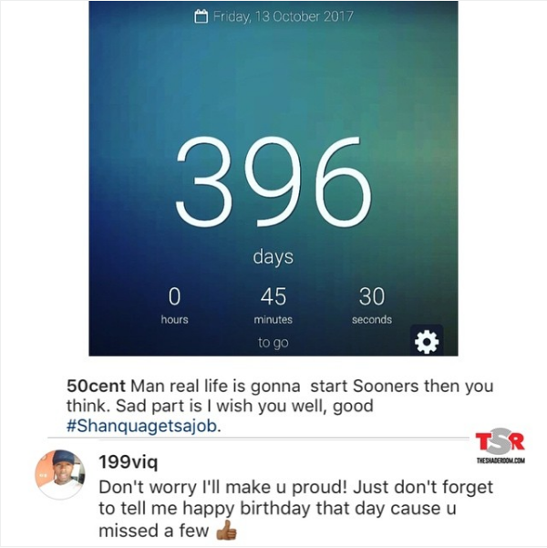 A piada feita por 50 Cent e a resposta do filho do rapper (Foto: Instagram)