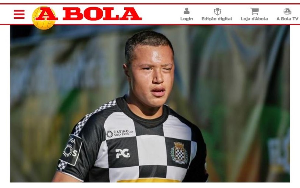Marlon sofreu fratura no rosto em jogo do Boavista no campeonato português — Foto: Reprodução / A Bola