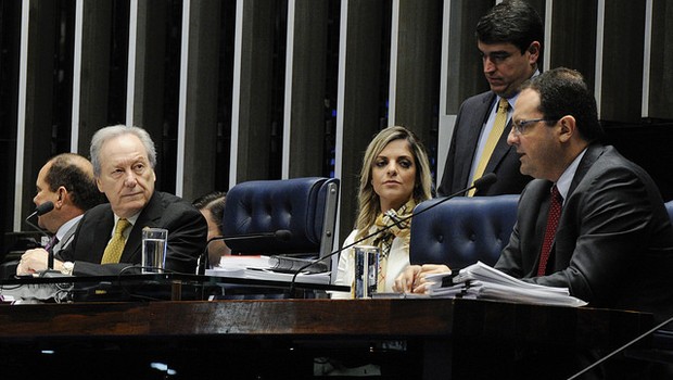 À direita, ex-ministro da Fazenda Nelson Barbosa (testemunha de defesa) (Foto: Edilson Rodrigues/Agência Senado)