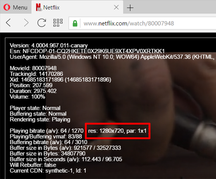 Compartilhando a mesma base do Chrome, o Opera também reproduz Netflix a 720p (Foto: Reprodução/Filipe Garrett)