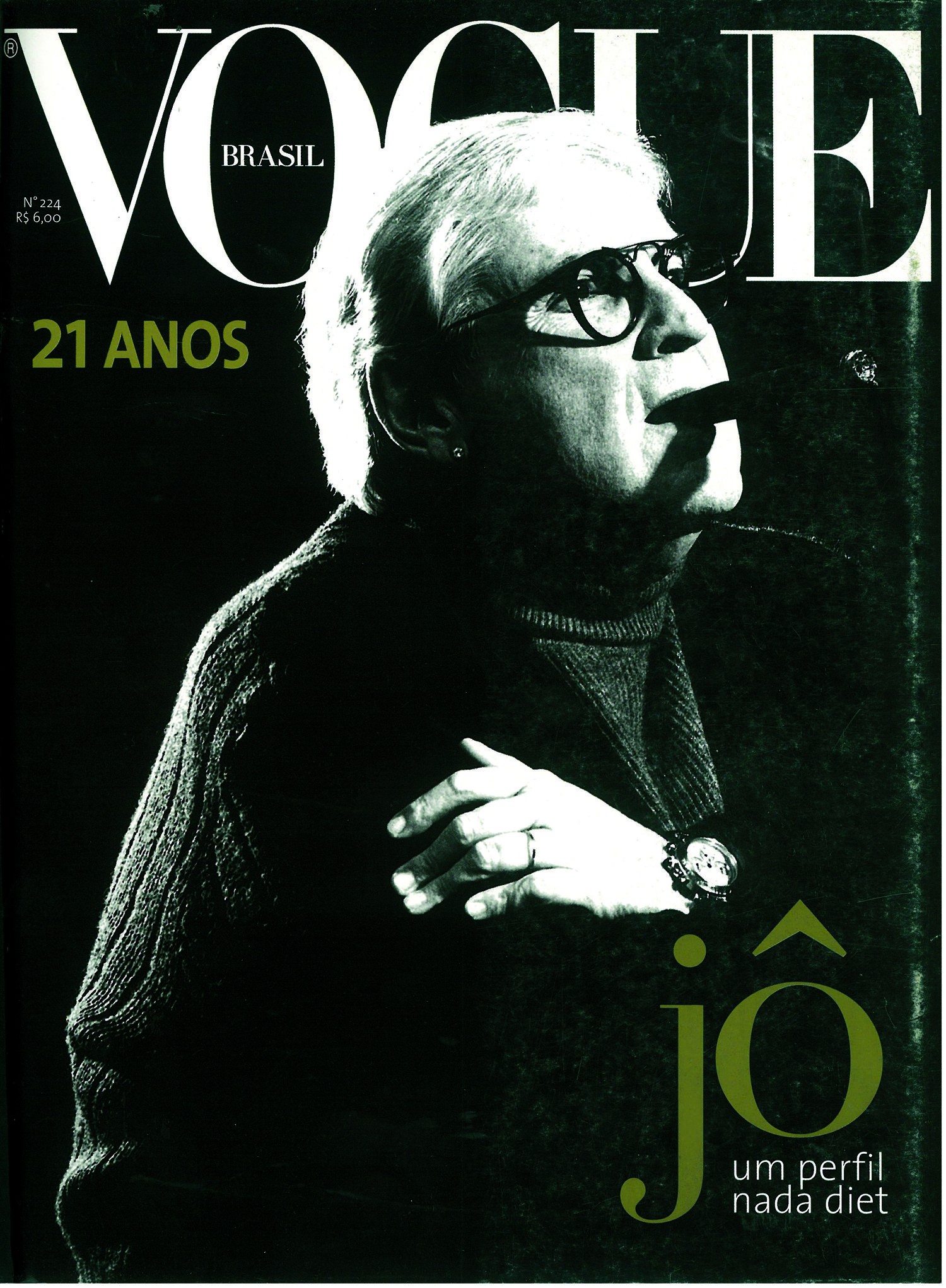 Jô Soares na capa da Vogue Brasil em 1996 (Foto: VOGUE Brasil Nº 224 - 1996 - Jo Soares - Marcio Scavone)