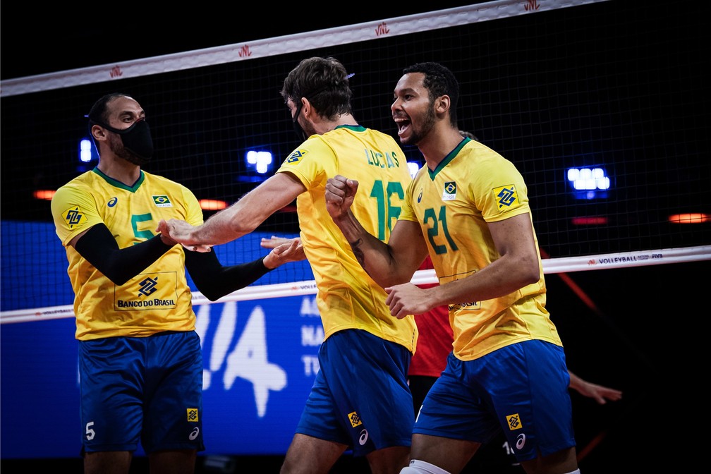 Brasil festeja ponto contra a Alemanha — Foto: Divulgação