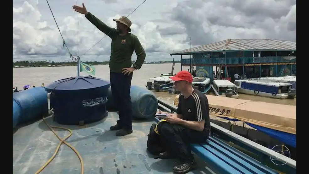 Dom Phillips estava escrevendo um livro sobre a Amazônia; Bruno Pereira auxiliava o jornalista — Foto: Jornal Nacional/ Reprodução