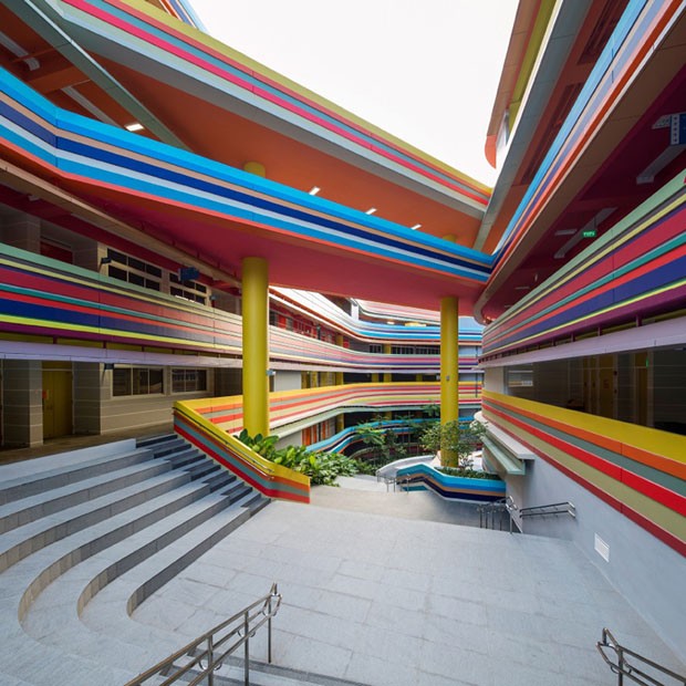 Escola colorida em Singapura (Foto: Divulgação)