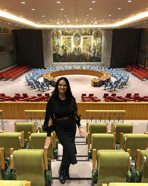 Luiza Brunet na sede da ONU em Nova York, nos Estados Unidos (Foto: Reprodução/Instagram)