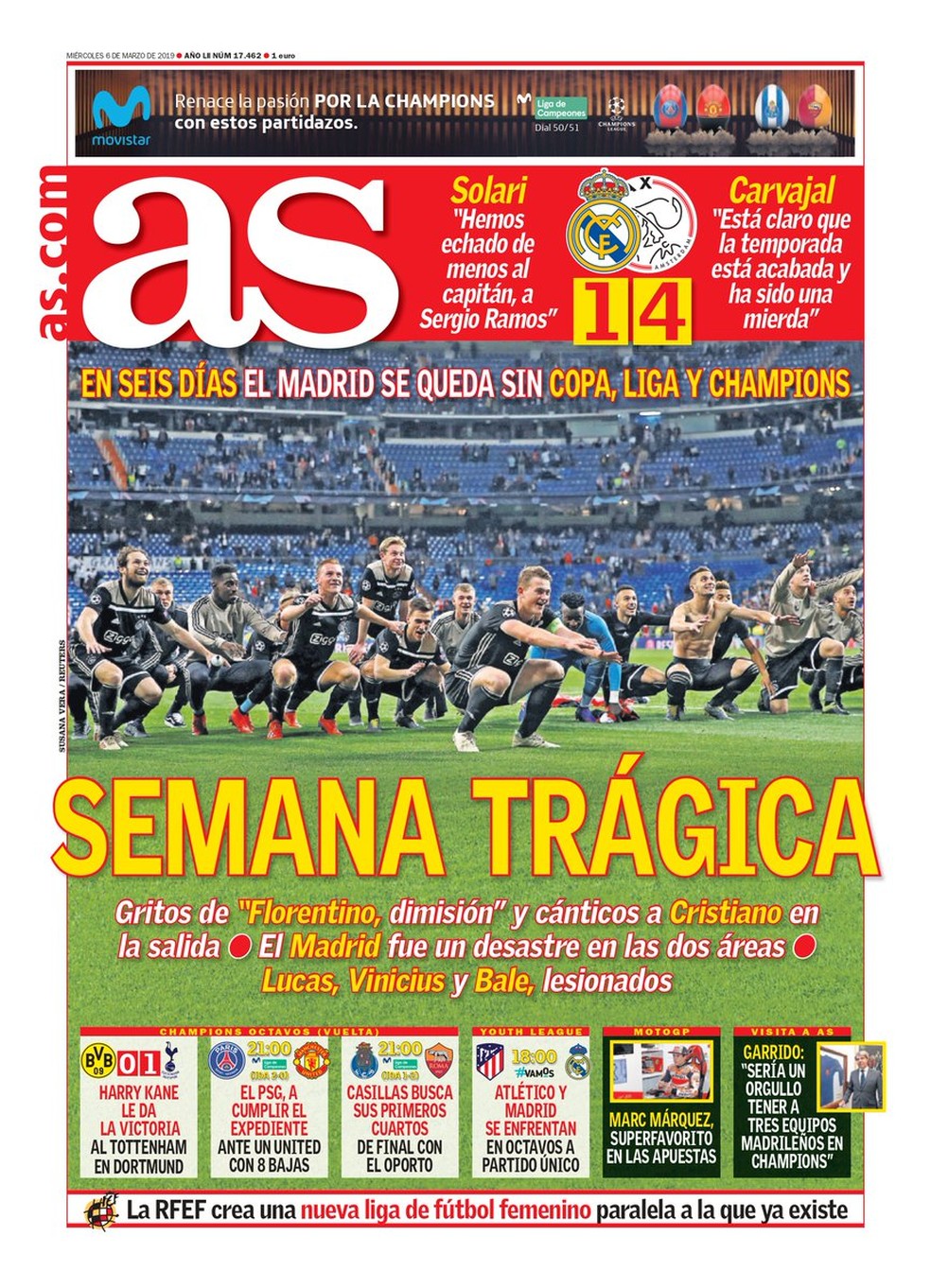 As lamenta semana trágica do Real Madrid — Foto: Reprodução / As