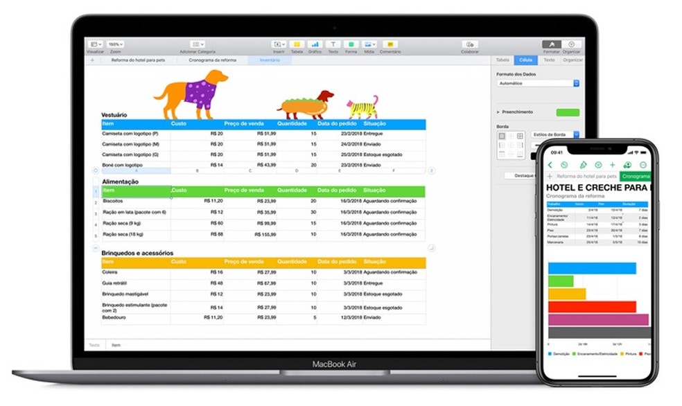 Focado na estética, o Numbers é uma versão do Excel para usuários da Apple — Foto: Reprodução/Carol Fernandes