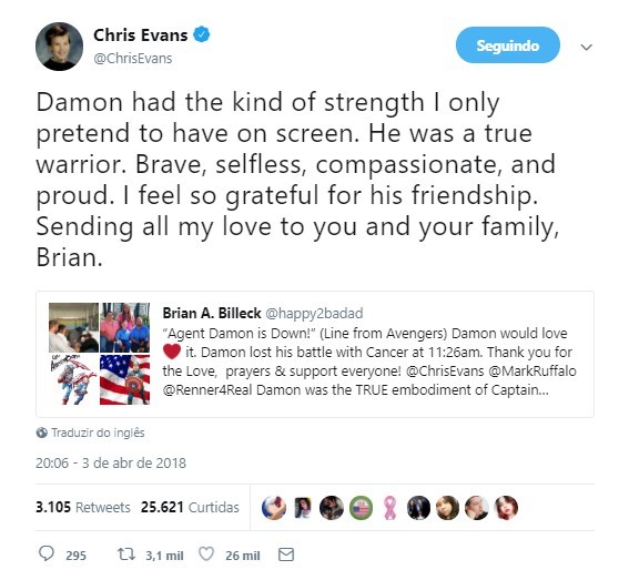 Morre Damon, de 11 anos, fã de Os Vingadores (Foto: Reprodução)