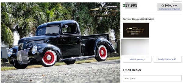 Caminhonete clássica da Ford, de 1940, pode ser encontrada no mercado por aproximadamente R$ 300 mil (Foto: Reprodução )