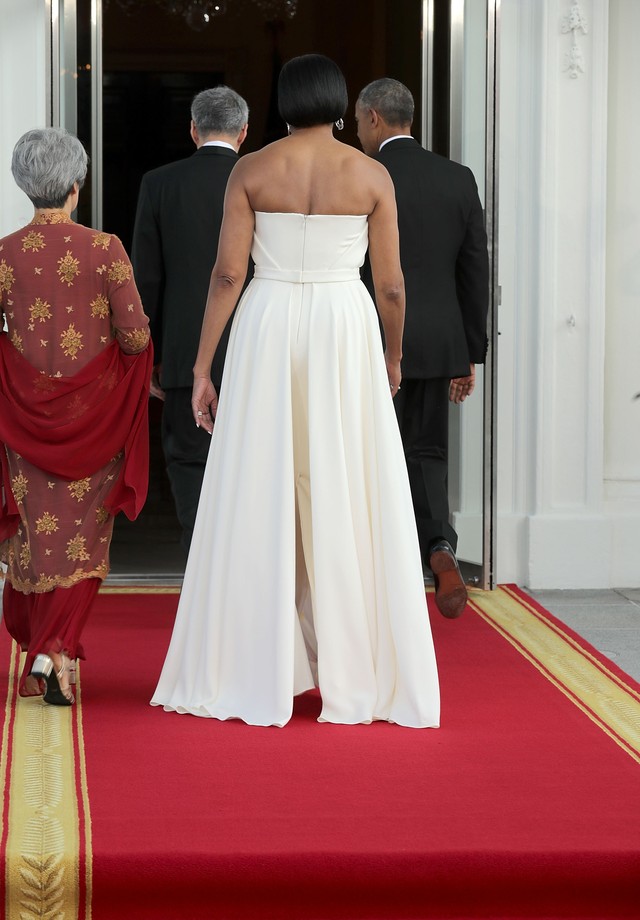 Vestido de Michelle Obama visto de costas (Foto: Getty Images)