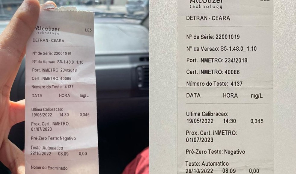 Ele não havia ingerido bebidas alcoólicas nas 24 horas anteriores. Segundo o Detran, "o que aconteceu foi uma situação atípica durante a matéria ao vivo". — Foto: Reprodução