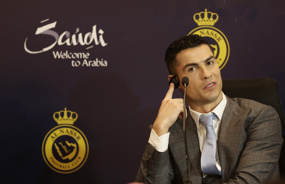 Cristiano Ronaldo, em entrevista no Al Nassr  Foto: Ahmed Yosri/Reuters