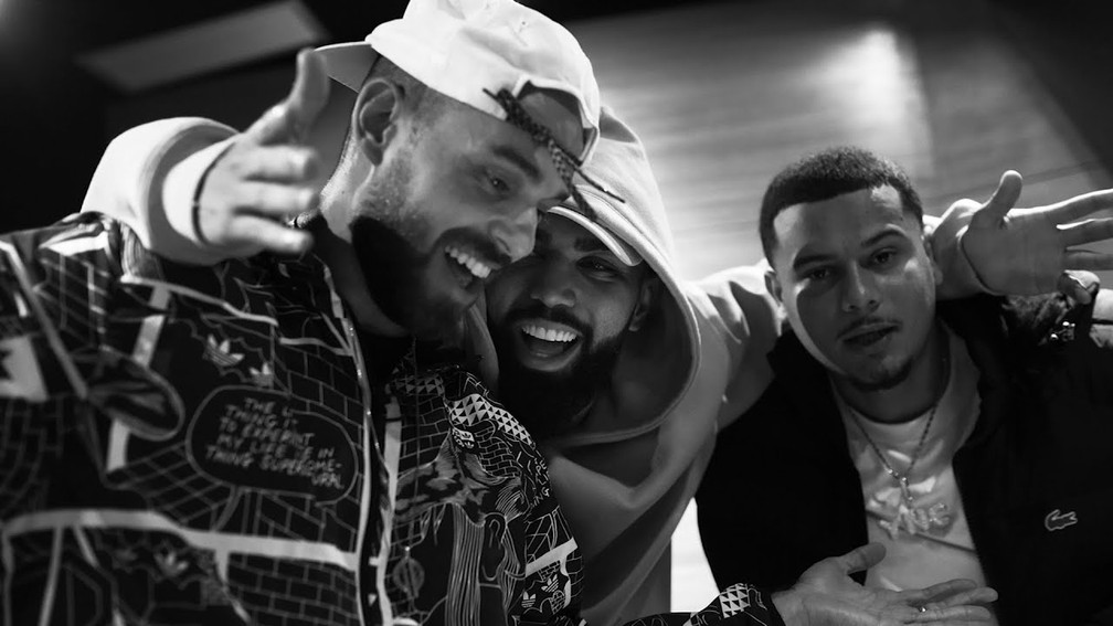 Papatinho, Gabigol (Lil Gabi) e Choji no estúdio — Foto: Divulgação