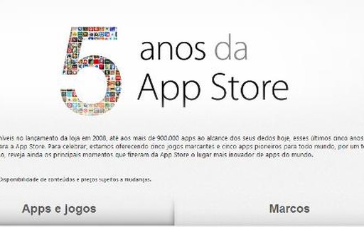 No aniversário de 5 anos da App Store, Apple distribui aplicativos