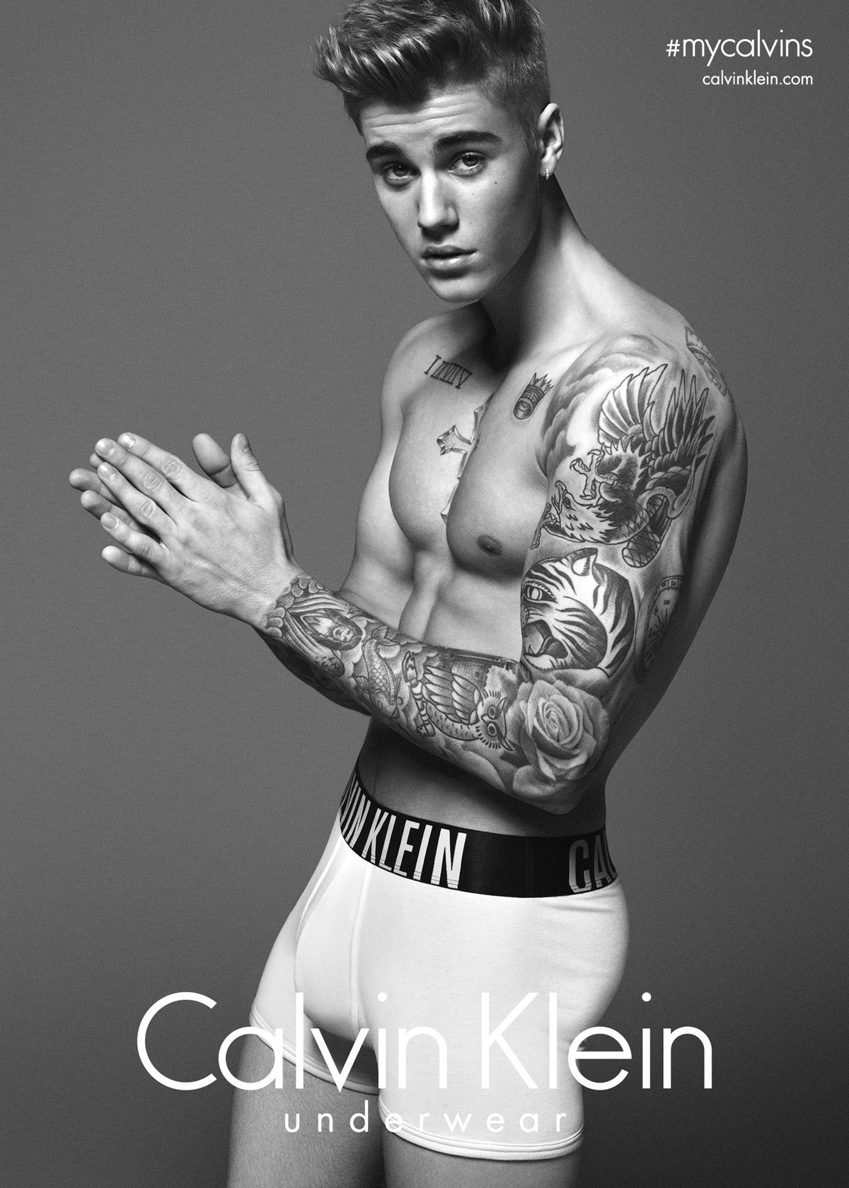 Justin Bieber em campanha da Calvin Klein (Foto: Divulgação)