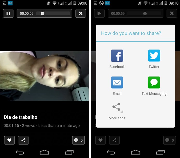 Compartilhamento de vídeo produzido no Livestream em redes sociais (Foto: Reprodução/ Marcela Vaz)