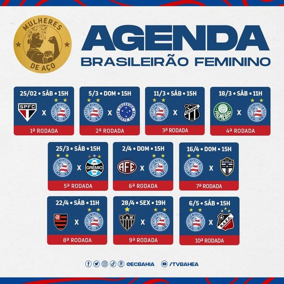 Veja os primeiros jogos do Bahia no Brasileirão Feminino — Foto: Divulgação/EC Bahia