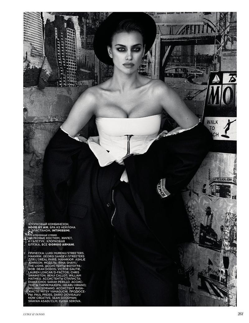 Irina Shayk mostra que é sexy até com looks boyish na Vogue russa (Foto: Divulgação)