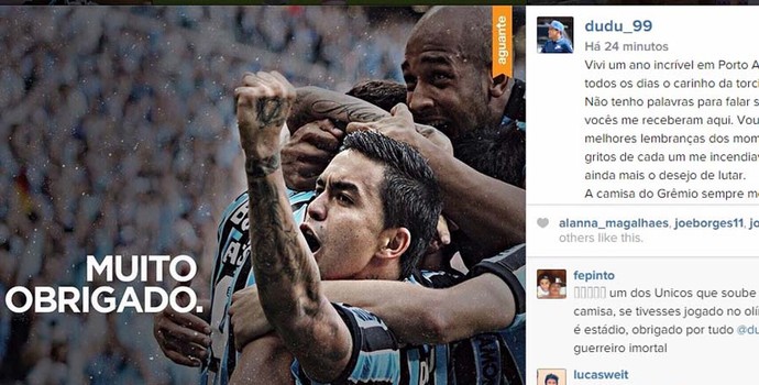 Dudu atacante Grêmio (Foto: Reprodução, Instagram)