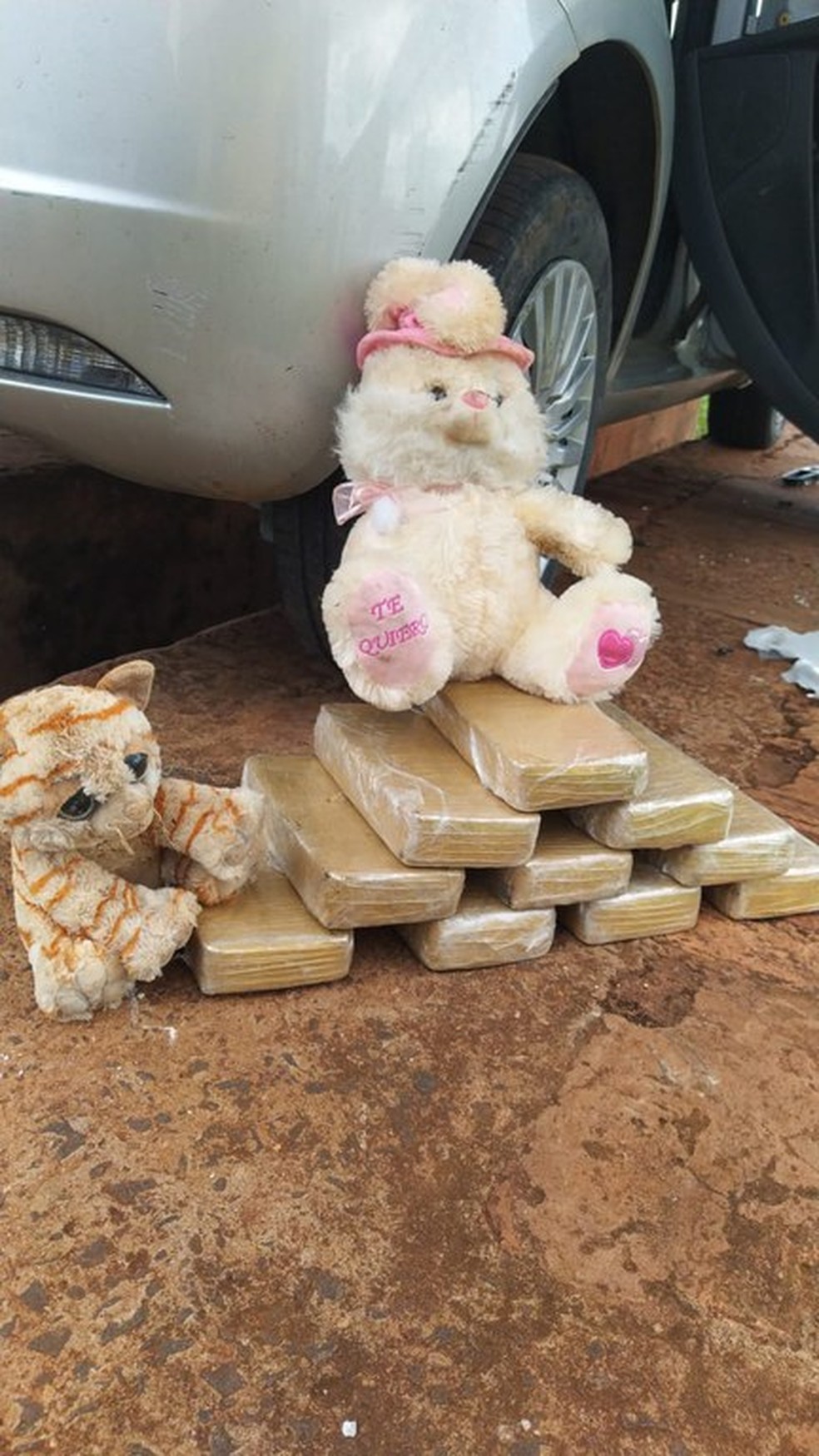 Droga foi encontrada em ursinhos de pelúcia, em Ponta Porã, na fronteira de MS com o Paraguai — Foto: PRF/Divulgação