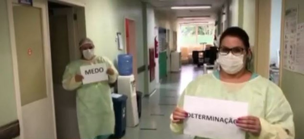 Profissionais de saúde de SC relatam o que sentem durante atuação na linha de frente do combate à pandemia — Foto: NSC TV/Reprodução