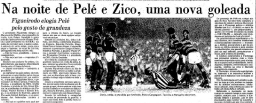 Jornais destacaram atuação de Pelé pelo Flamengo — Foto: Acervo O Globo