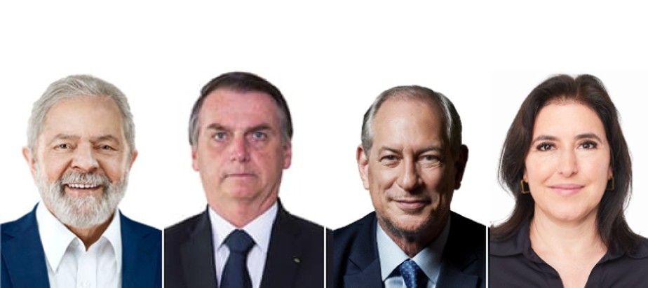 As fotos dos presidenciáveis Bolsonaro, Lula, Ciro Gomes e Simone Tebet que serão usadas nas urnas