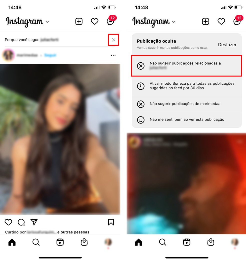 Veja como sinalizar para algoritmo do Instagram que você não gosta daquele conteúdo e não acha interessante — Foto: Reprodução/Rodrigo Fernandes