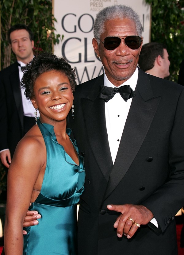 E'Dena Hines e Morgan Freeman no Globo de Ouro em 2005 (Foto: Getty Images)