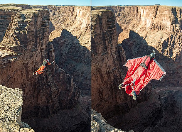 Saltadores usam roupas especiais, mas nenhum outro dispositivo de segurança, como cabos (Foto: Divulgação/Scott Rogers )