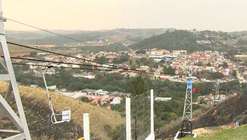 Vista do Teleférico de Pedreira, no Circuito das Águas Paulista — Foto: Reprodução/EPTV