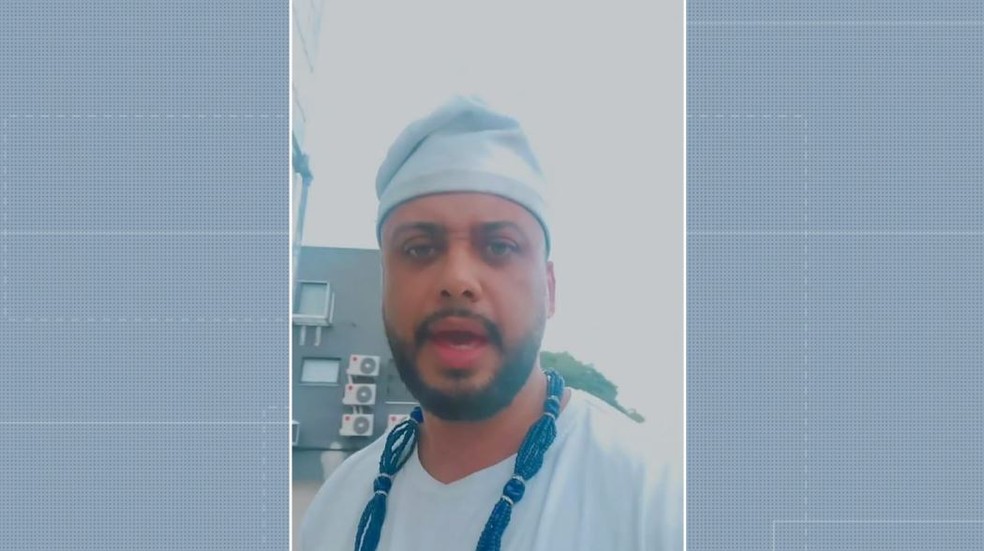 O líder espiritual umbanda Eduardo Santana, conhecido como Pai Du, foi prreso por suspeita de abusos sexuais em Hortolândia — Foto: Reprodução/EPTV