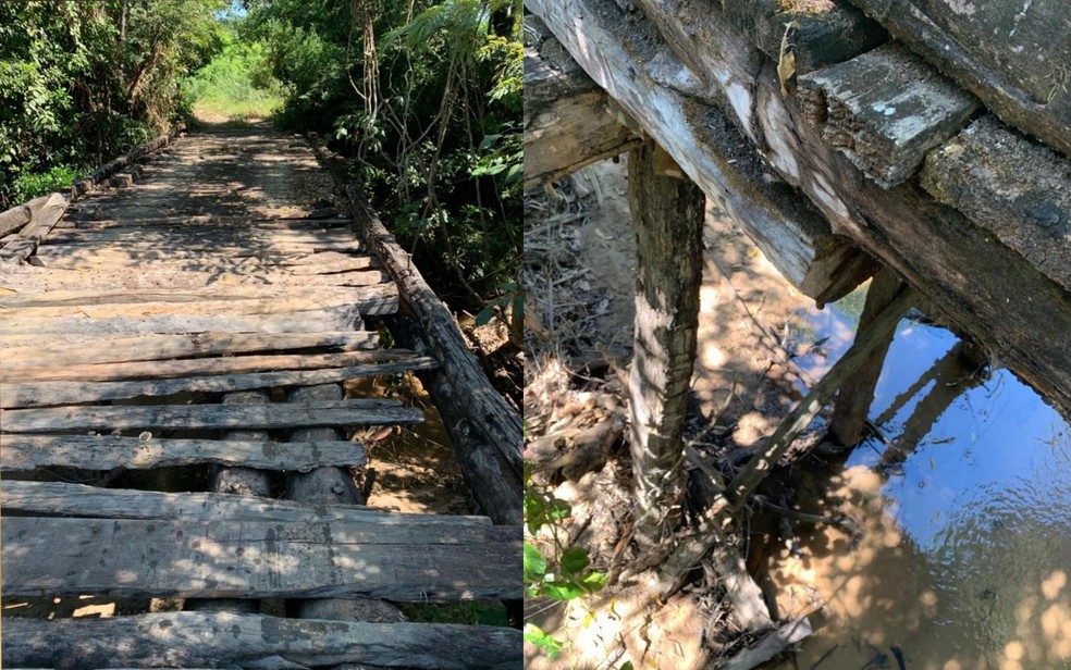 Ponte antes de desabar em Crixás, Goiás — Foto: Arquivo Pessoal/João Divino Pessoa