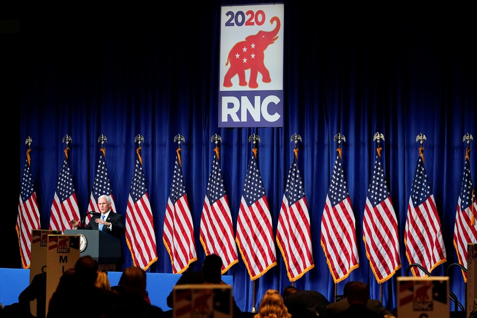 Mike Pence na convenção do Partido Republicano, em Charlotte, em 24 de agosto de 2020 — Foto: Chris Carlson/Reuters