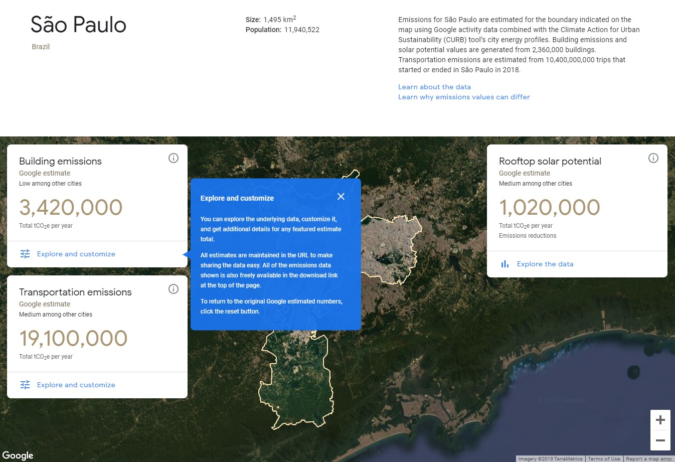 Dados de São Paulo da plataforma do Google (Foto: Google)