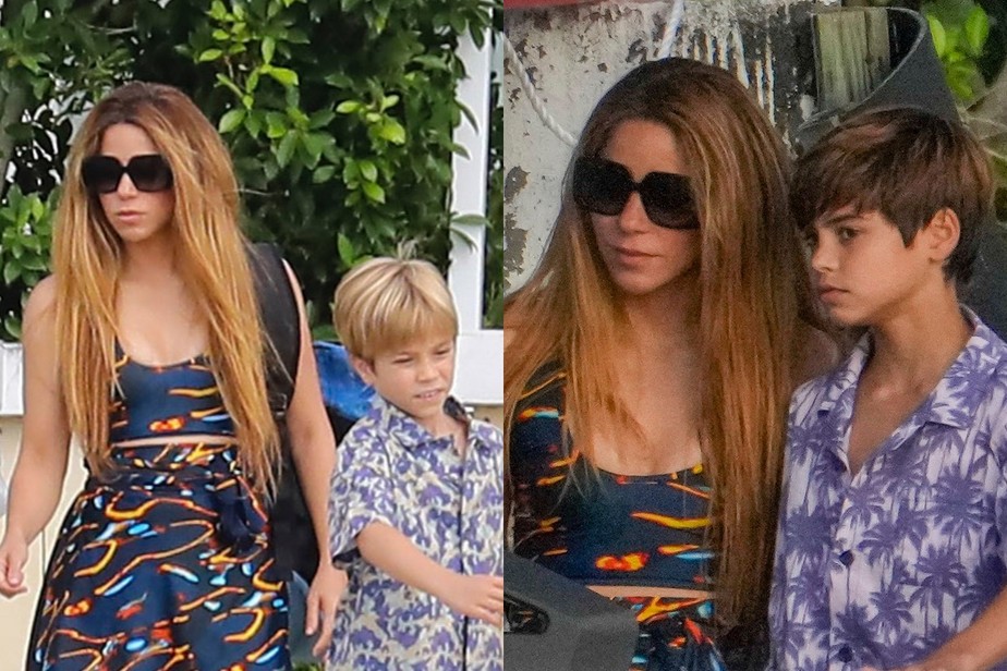 Shakira com os filhos, Sasha e Milan, em Miami