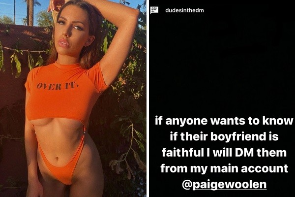 A modelo Paige Woolen se oferecendo para mandar mensagens para homens para testar fidelidade (Foto: Instagram)