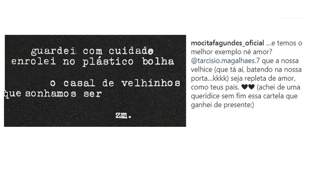 Mocita Fagundes homenageia a família e o marido, Tarcísio Filho (Foto: Reprodução/Instagram)