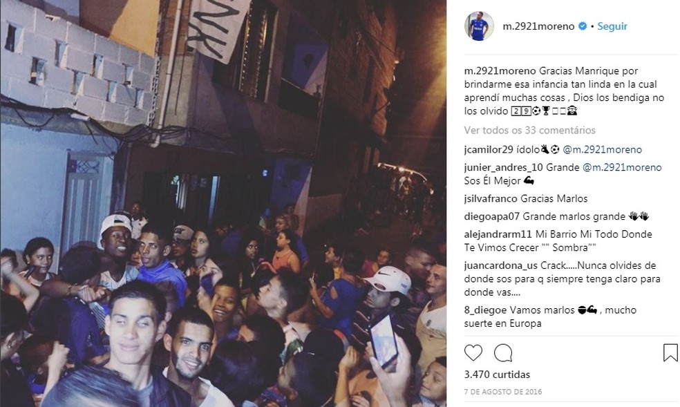 Marlos &eacute; motivo de orgulho onde nasceu (Foto: Instagram Marlos Moreno)
